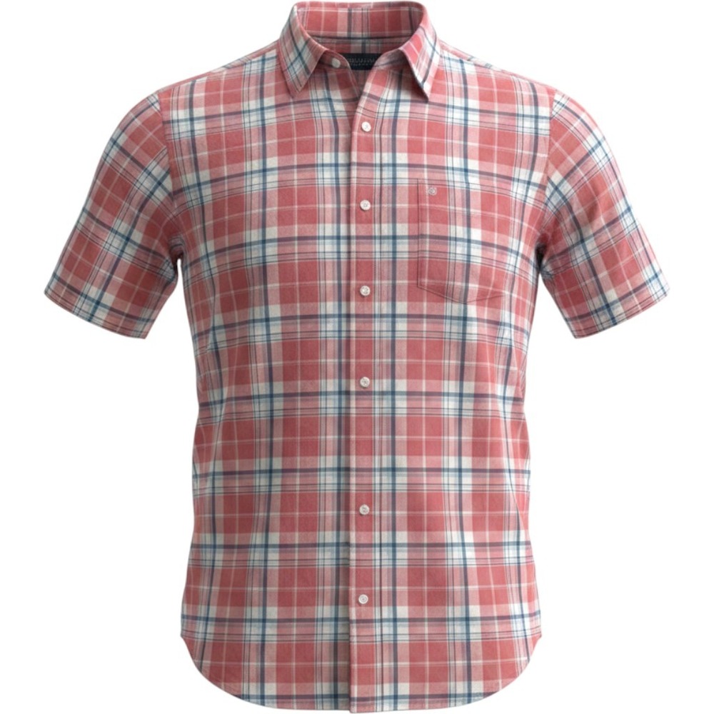 Chaps Mens 2XLT Pink Plaid Short Sleeve Stretch Button Down Shirt Big & Tall